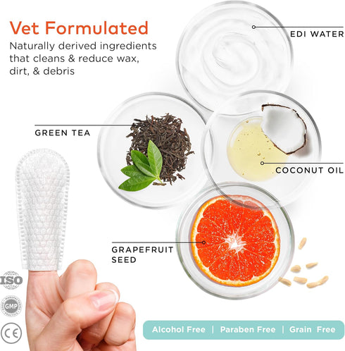 Dental Finger Wipes for Dogs - 100 Wipes - Dog Dental Teeth Cleaning Wipes for Dogs - Pre-Soaked Oral Cleaning Pads- Reduces Plaque, Tartar & Dog ...