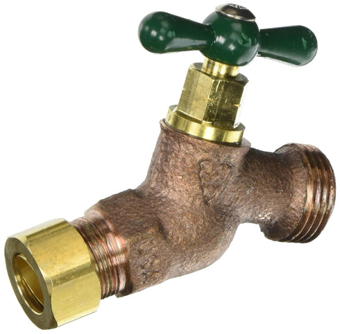 ARROWHEAD BRASS & PLUMBING 254CCLF 1/2" Compression, Red Brass, Straight Hose Bibb...