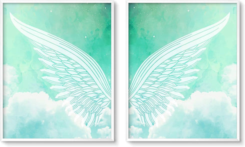 Brooke & Vine Angel Wings Girls Bedroom Wall Decor Art Prints -(UNFRAMED 8 x 10)- Inspirational Christian Religious Kids Baby Girl Nursery Tween W...