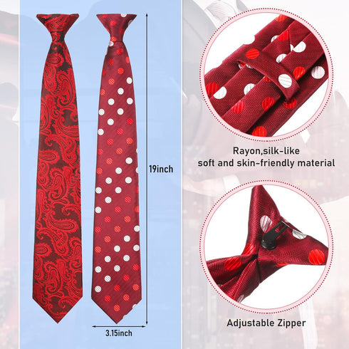 Janmercy 6 Pcs Clip on Tie for Men Clip on Easy Necktie Striped Solid Plaid Dots Mixed Lot Tie for Office School, 20 Inch (Assorted Style)...