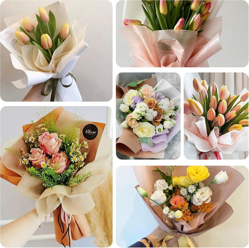 BEISHIDA 20 Sheet Cream Wrapping Paper Tissue Paper for Flower Wrapping Gift Wrapping Bouquet Wrapping Tissue Craft, 22 x 22 Inch/pcs, Mother's Da...