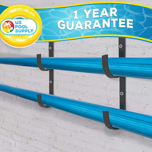 U.S. Pool Supply Set of 2 Black Aluminum Pool Hangers for Telescopic Poles - Store Poles with Nets, Vacuums, Hoses & Attachments - Organize Swimmi...