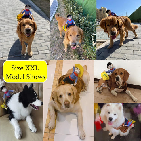 SEIS Pet Riding Costume Novelty Pet Supplies Cowboy Rider Horse Riding Designed Dog Apparel Party Dressing up Clothing Halloween (XXL)...