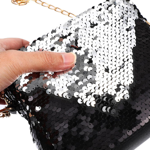 Sparkly Sequin Handbag Lady Party Evening Clutch Shoulder Bag, Mother's Day gift or gift for women (Black), 10 * 7.1 * 0.8 inch...