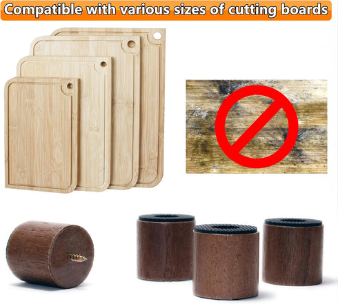 Cutting Board Feet, Walnut Chopping Board Feet, Cutting Board Feet Non Slip, Self Adhesive Feet, Wooden Cutting Board Legs with Screw (Walnut Shor...