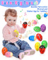 9 Pack Wooden Percussion Musical Shake Prefilled Easter Eggs with Toys Inside Filled for 3 4 5 Years Old, Toddlers Easter Basket Stuffers Egg Fill...