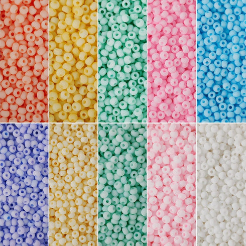 6500Pcs 2mm Frosted Pastel Glass Seed Beads 12/0 Rondelle Crystal Pony Beads Bulk for Crafts DIY Friendship Bracelets Earring Beading Jewelry Maki...