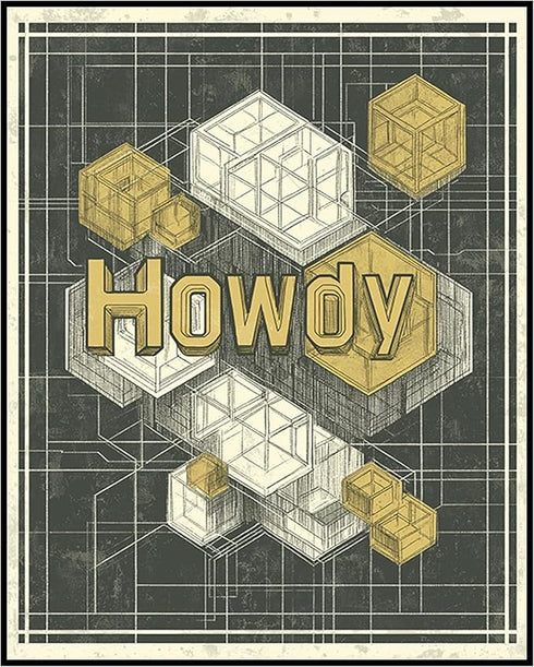 Posterizer 1 pcs-Howdy-fun retro greetings poster-mosaic pattern 3-Fantasy & Fiction Art-Comedy Art-Living Room Bedroom Decor- unframed wall art...