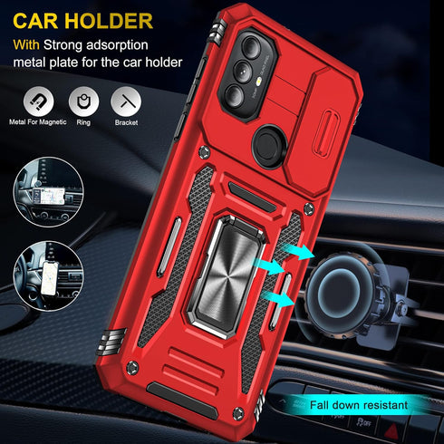 for Moto G Phone Case,Moto G Power 2022 Case with Camera Cover & 360°Kickstand Ring with Screen Protector, Military Grade Shockproof Protective Ph...