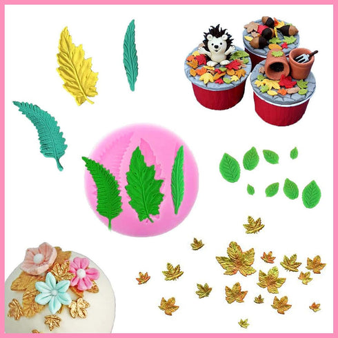 3 Pcs Assorted Leaf Fondant Mold, 3D Leaf Silicone Molds for Chocolate Candy, Sugarcraft Cake Decoration, Cupcake Topper, Polymer Clay...