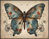 Posterizer 1 pcs- Blue butterfly next to small flowers-Art for Animal Lovers-Floral Botanical Art- Gift for Men Women Entrepreneur Teens-Living Ro...