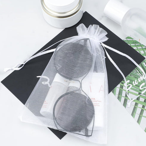 G2PLUS Organza Bags 5×7 Inches, 100PCS White Organza Gift Bags with Drawstring, Sheer Mesh Jewelry Pouches, Sheer Candy Bag for Christmas, Wedding...