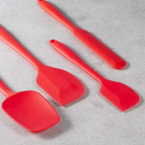 4 Piece Silicone Spatula Set, Flexible Heat Resistant Non-scratch Baking Cooking Rubber Spatulas with Stainless Steel Core, Red...