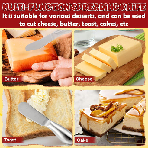 Butter Knife Golden Butter Knife Sst 2 Pcs Cheese and Butter Spreader Knive Set One-Piece Stainless Steel Butter Knife Spreader for Cold Butter Ch...