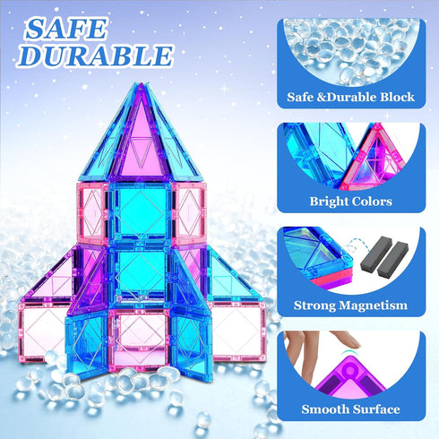 Magnetic Tiles Magnetic Building Blocks for Kids Ages 3+ Frozen Princess Castle Building Toddlers Toys for Christmas Birthday Gifts Toys for 3 4 5...