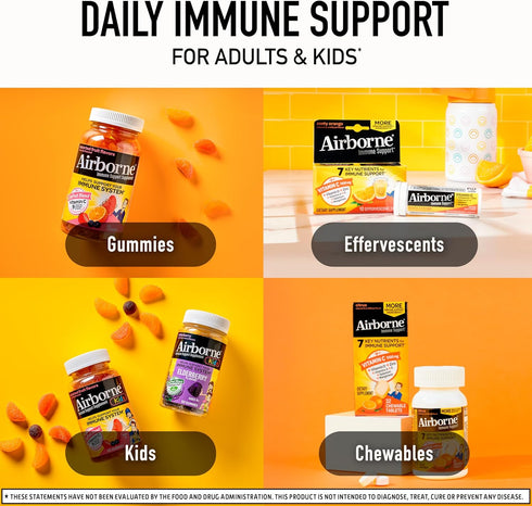 Airborne Vitamin C 1000mg (per Serving) - Citrus Chewable Tablets (116 Count in a Bottle), Gluten-Free Immune Support Supplement, with Vitamins A ...