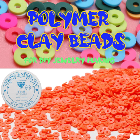2000 Pcs Pink Clay Beads for Bracelets Making, Polymer Spacer Flat Beads DIY for Jewelry Necklace Earring Making Kit, Preppy Aesthetic Heishi Hesh...
