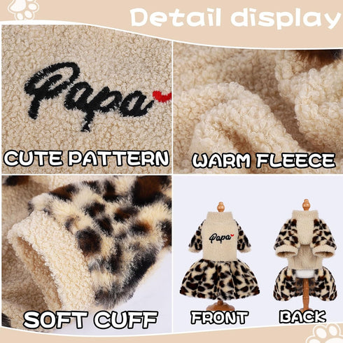 Leopard Dog Sweater Dress for Small Dogs, Fall Winter Dog Clothes, Warm Puppy Dress, Chihuahua yorkie Clothes, Pet Cat sweater Tiny Dog Clothes Ou...