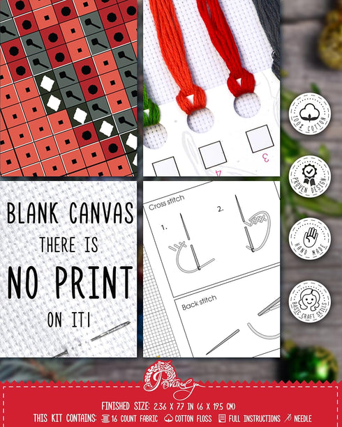 Povitrulya Cardinal - Counted Cross Stitch Bookmark Kit - DIY Embroidery set - Hand Made Christmas Gift for Adults and Kids with a Redbird sitting...