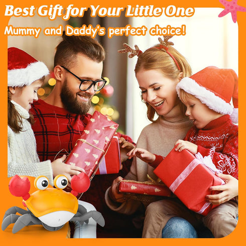 Crawling Crab Baby Toy, Tummy Time Toy for Toddler & Newborn, Light-Up Walking Dancing Moving Crab with Music & Obstacle Avoidance, Infant Recharg...