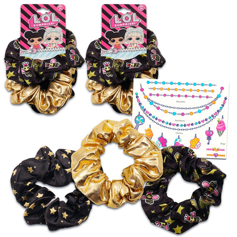 LOL Dolls Scrunchies for Girls Hair - LOL Party Favors Bundle with 6 LOL Dolls Hair Accessories Plus Temporary Tattoos LOL Dolls Party Supplies...