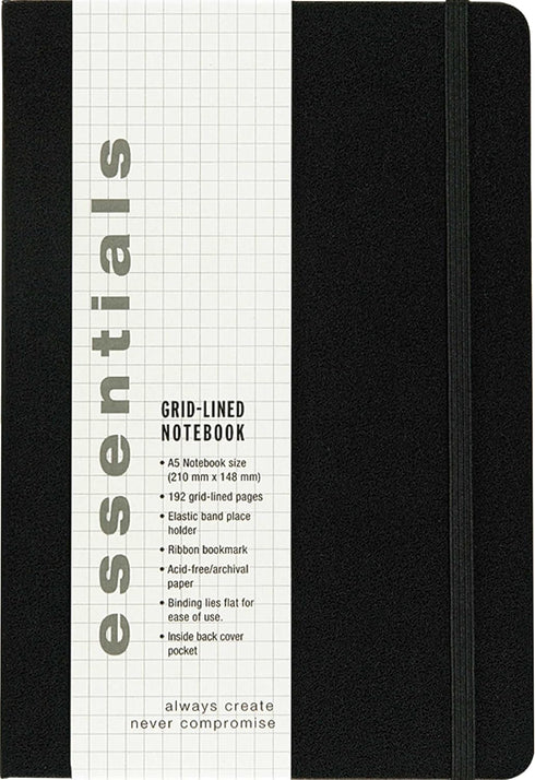Essentials Grid-lined Notebook, Large, A5 Size (Journal, Diary)...