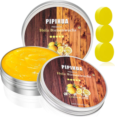PIPIHUA 2 PCS Beeswax Furniture Polish, Wood Seasoning Beeswax for Furniture Waterproof & Repair Wood Wax to Protect & Care, Beeswax Polish with 3...