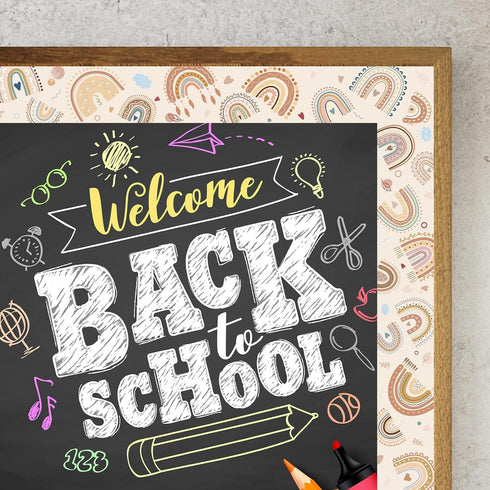 Boho Bulletin Board Border Rainbow Bulletin Board Border Trim Self Adhesive Rainbow Classroom Decorations Waterproof School Chalkboard Decors (98....