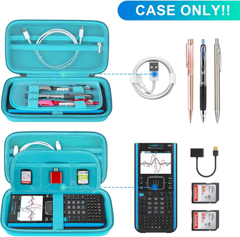 BOVKE Graphing Calculator Carrying Case for Texas Instruments TI-Nspire CX II CAS/CX II/CX/CX CAS Calculator and More - Mesh Pocket for USB Cables...