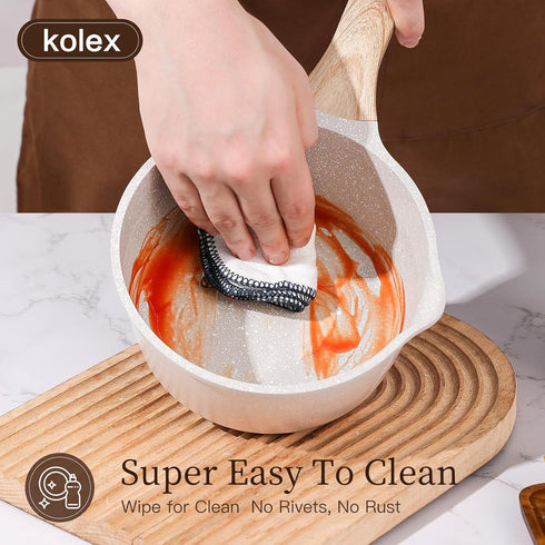 KOLEX 1.5 Quart Nonstick Sauce Pan With Lid, Nonstick Granite Saucepan for All Stove Top, Sauce Pan Small Soup Pot Milk Pan with Pour Spouts, PFOA...