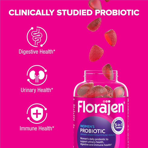 Florajen Women's Probiotic, Daily Gummies for Urinary Health, Immune Support, and Digestive Supplement, 40 Gummies...