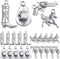 80pcs Antique Silver Western Cowboy Theme Charms Vintage Alloy Mixed Western Horse Boot Gun Pendants Charms for DIY Bracelet Necklace Earrings Jew...