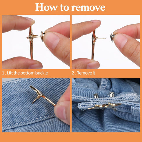 Jeans Button Pins, 6pcs Alloy Detachable Star Tightener Loose Pants Waist Clips Decorative Jean Charms Fit Fixer Adjuster Easy to Pull Buckle for ...