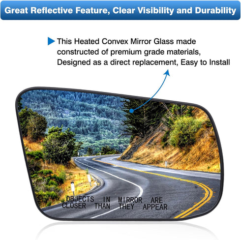 Passenger Side Mirror Replacement Glass for Nissan Altima Sentra 2013 2014 2015 2016 2017 2018, Right Side Mirror Glass, Rear View Convex Mirrors ...