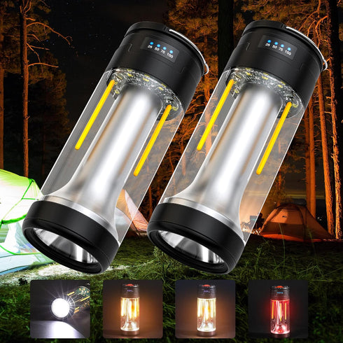 Camp Lantern Rechargeable, Camp Light Flashlight with Magnetic, Power Bank, White/Warm/Red SOS Light Mode for Emergencies, Camping, Hiking,Tent...