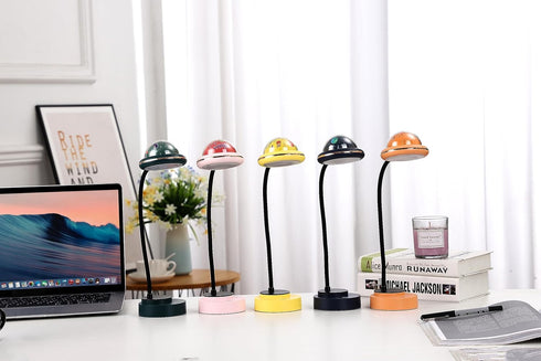 JBZ LED Desk Lamp Dimmable Small Table Lamp, Portable kids Reading Lamp with USB Charging Port, with 2W mini Projector Lamp Night Light, 6000K Coo...