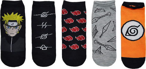 Naruto Shippuden Cosplay Socks - 5 Pair Akatsuki Low Cut Anime Socks for Women & Men...