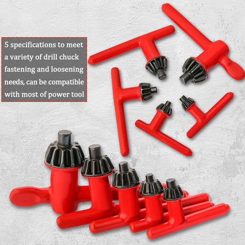 Hakkin Drill Press Chuck Key 5 Sizes, Chuck Press Wrench Key for Electric Drill Clamping Tool, Replacement Drill Clamping Wrench of 6mm, 10mm, 13m...