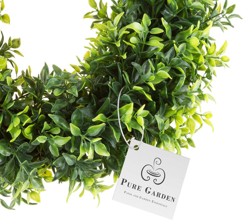 11.5-Inch Opal Basil Wreath - UV Resistant Artificial Summer, Fall, Winter, or Spring Wreath - Indoor/Outdoor Wreaths for Front Door by Pure Garde...