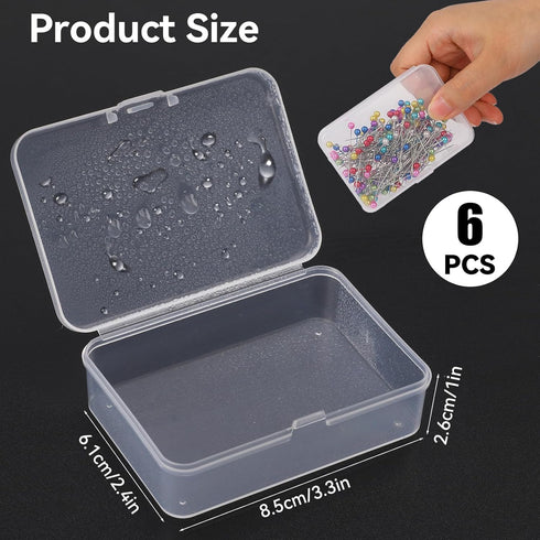 6 PCS Mini Clear Plastic Storage Containers Box Case with Lids Clear Rectangle Box Small Clear Container for Small Items and Other Craft Projects,...