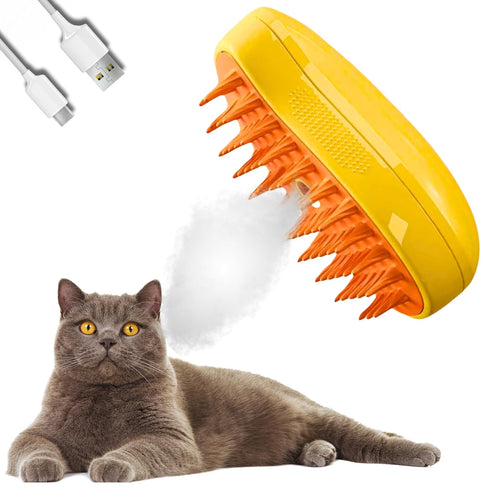 Steamy Cat Brush - 3 In 1 Cat Steam Brush, Self Cleaning Steam Brush For Cats and Multifunctional Steam Cat Brush, Steam Pet Brush Easily Removing...