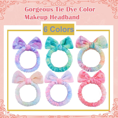 WSYUB Skincare Headband, Spa Headband, Makeup Headband, Headband for Washing Face, Gift for Teen Girls, 6pcs, Tie Dye Color Microfiber Headband, E...