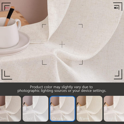 jinchan Beige Kitchen Curtains Linen Tier Curtains 45 Inches Farmhouse Cafe Curtain Light Filtering Flax Country Rustic Bathroom RV 2 Panels Crude...