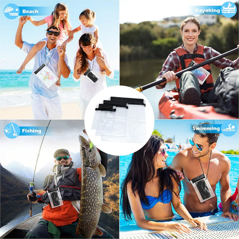 Meetory Clear Waterproof bags Pouch Dry Bags For Camera Mobile Phone Maps Kayak Document Holder,3 Piece Waterproof Plastic Pouch Document Holder U...