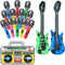 12 Pcs Inflatable Microphones 1 Pc Inflatable Boombox 2 Pcs Blow up Guitar for 80s 90s Party Decorations, 80s 90s Party Favors Decor Supplies Musi...