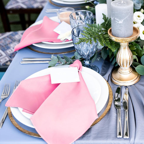 ANECO 12 Pieces Satin Napkins Soft Dinner Napkins Square Table Napkins 17 x 17 Inches for Restaurant Weddings Party Dinner Decoration (Pink)...