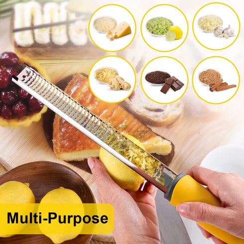 Professional Stainless Steel Lemon Zester & Grater - Premium Kitchen Tool for Cheese, Garlic, Ginger, Chocolate, Vegetables & Fruits | Dishwasher ...