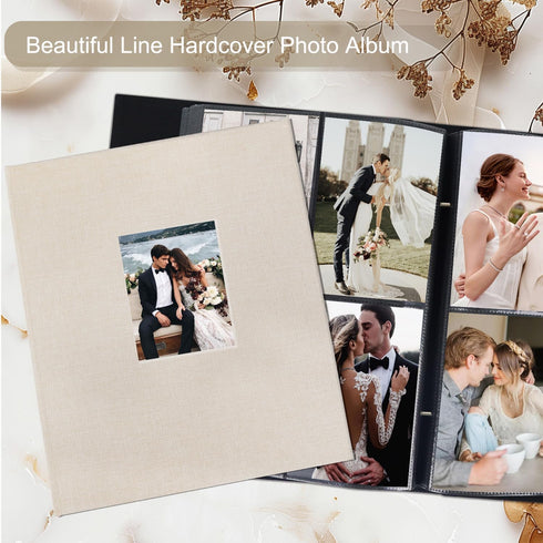 Artmag Fabric Photo Album 4x6 400 Large Capacity for Family Wedding Anniversary Linen Album Holds 400 Vertical Photos (400 Pockets, Beige)...