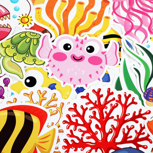 gisgfim Ocean Fish Bulletin Board Decorations with Background Paper Christian Sea Animals Cutouts Under The Sea Jesus Classroom Decor for Kids Sun...