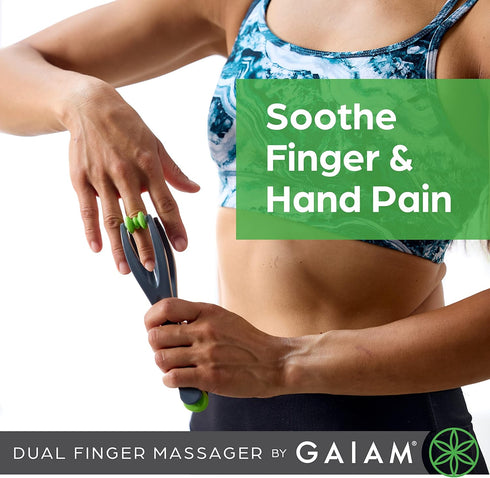 Gaiam Finger Massager Dual-Sided Hand Massage Roller Tool for Circulation, Stress, Arthritis and Hand Pain Relief...